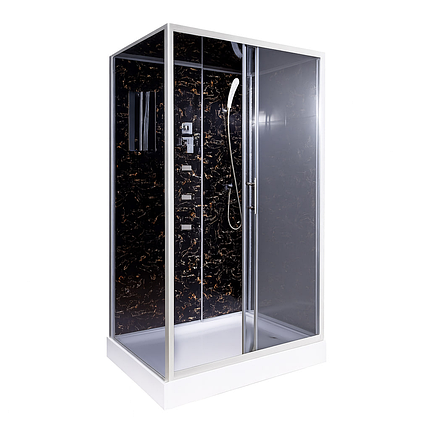 Душовий бокс Vivia TKF 7715 Веном BG 120х80x215 см з низьким піддоном сатин з гідромасажем розсувні двері, фото 1