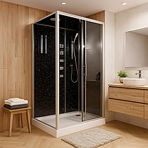 Душовий бокс Vivia TKF 7715 Веном BG 120х80x215 см з низьким піддоном сатин з гідромасажем розсувні двері, фото 2