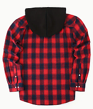 ​​​​​​​Чоловіча сорочка фланелєва з капюшоном у клітинку Red XL, фото 2