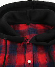 ​​​​​​​Чоловіча сорочка фланелєва з капюшоном у клітинку Red XL, фото 3