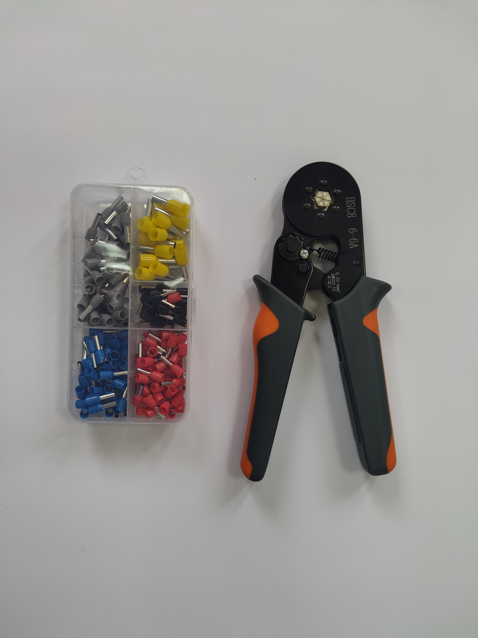 🔧 Кліщі обтискні з храповим механізмом + набір гільзових з’єднувачів різних розмірів