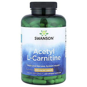 Ацетил L-карнітин Swanson Acetyl L-Carnitine 500 мг 240 капс.