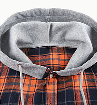 ​​​​​​​Чоловіча сорочка фланелєва з капюшоном у клітинку Orange XL, фото 2