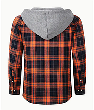 ​​​​​​​Чоловіча сорочка фланелєва з капюшоном у клітинку Orange XL, фото 5