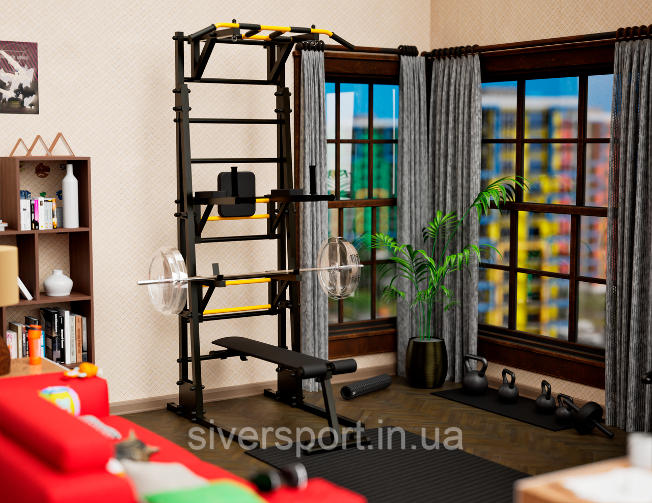 Шведська стінка RX пересувна універсальна підлогова (класичний турнік) RX-103 Maximum, фото 1