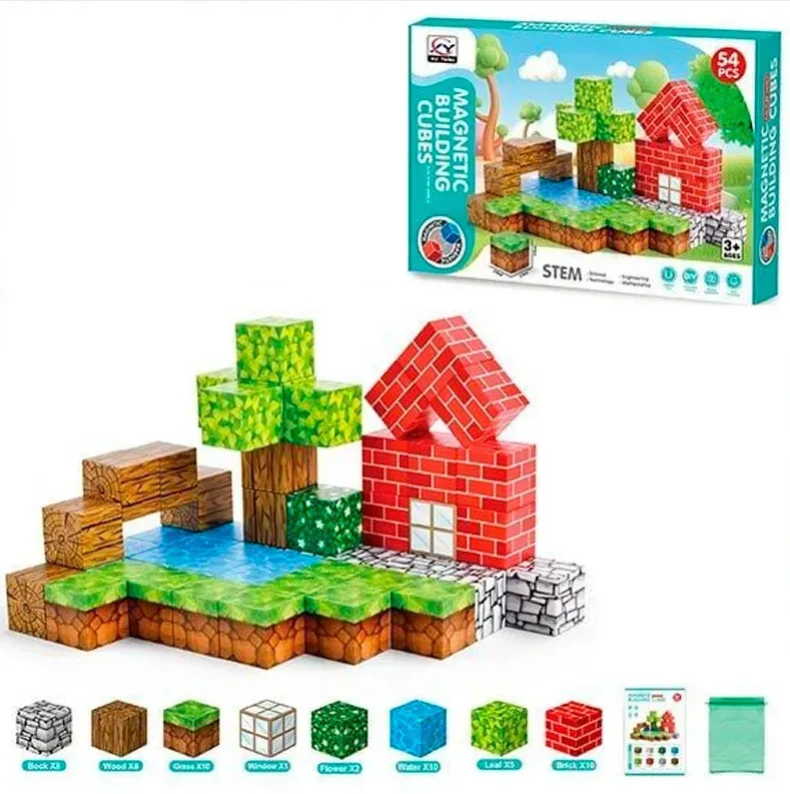 Магнітний конструктор блоки MINECRAFT 2502 54 дет, фото 1