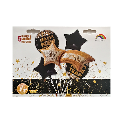 Фонтан із кульок у наборі Happy New Year з кометою (5 кульок) | Різдво, фото 2