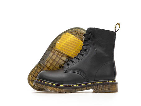 Зимові Dr Martens 1460 Black Winter Черевики Доктор Мартінс чорні з хутром зимові шкіра унісекс теплі, фото 1