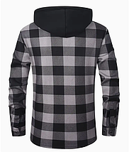 Чоловіча зимова куртка-сорочка з капюшоном у клітинку Gray XL, фото 3