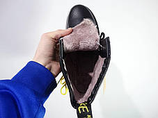 Зимові Dr Martens 1460 Black Winter Черевики Доктор Мартінс чорні з хутром зимові шкіра унісекс теплі, фото 2