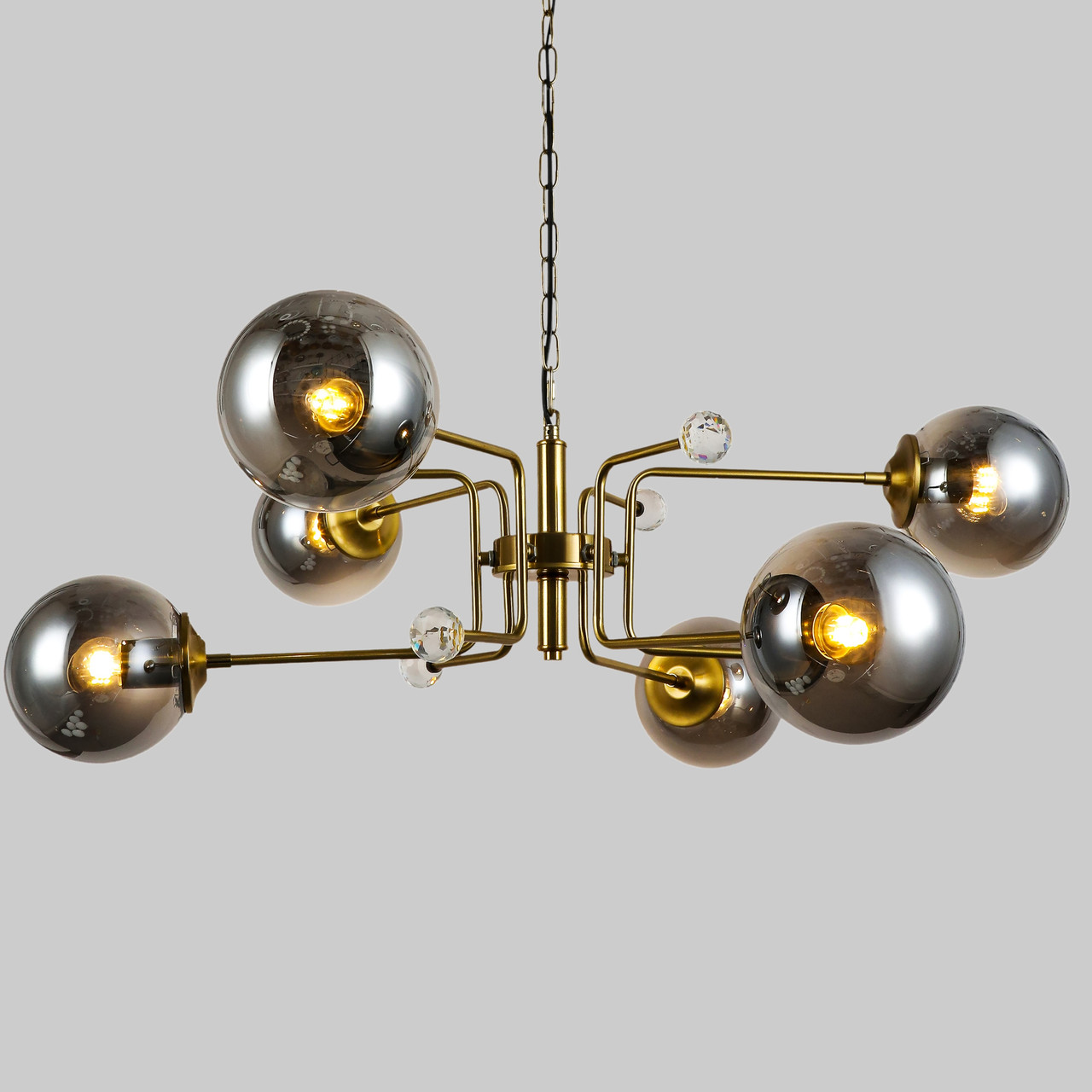 Підвісна бронзова люстра з графітовими плафонами на 6 ламп (909-XL3057-6 AB+BK)