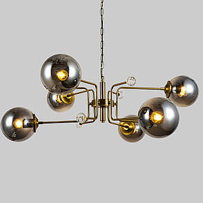 Підвісна бронзова люстра з графітовими плафонами на 6 ламп (909-XL3057-6 AB+BK), фото 1