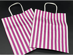 Пакет паперовий з ручками 27 х 21 х 11см рожеві смужки