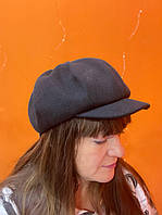 Кепі жіноча хуліганка однотонна кашемір  фліс 57/58 чорна