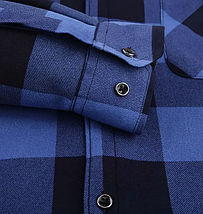 Чоловіча зимова куртка-сорочка з капюшоном у клітинку Blue XL, фото 5