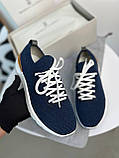 Кросівки чоловічі темно-сині натуральний текстиль і шкіра, фото 2