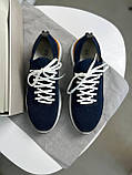 Кросівки чоловічі темно-сині натуральний текстиль і шкіра, фото 5
