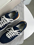 Кросівки чоловічі темно-сині натуральний текстиль і шкіра, фото 6