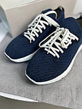 Кросівки чоловічі темно-сині натуральний текстиль і шкіра, фото 10