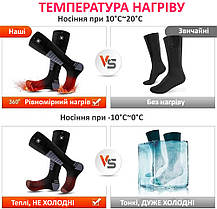 Потужні розумні шкарпетки-гетри з підігрівом Wasoto 3D APP 7,4v 2600mah керування блютуз, 3 режими обігріву, L(39-41), фото 5