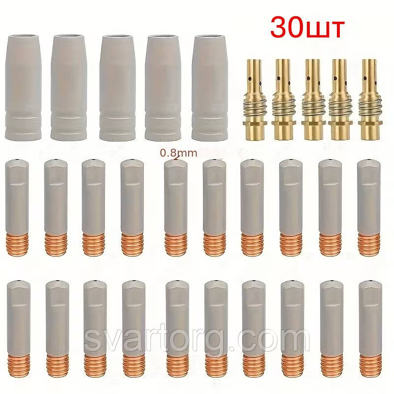 Набір розхідників для пальника MB-15AK — наконечники та сопла з керамічним покриттям, 30 шт