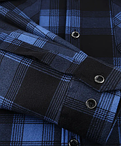 ​​​​​​​Чоловіча зимова куртка-сорочка з капюшоном у клітинку Dark Blue XL, фото 4