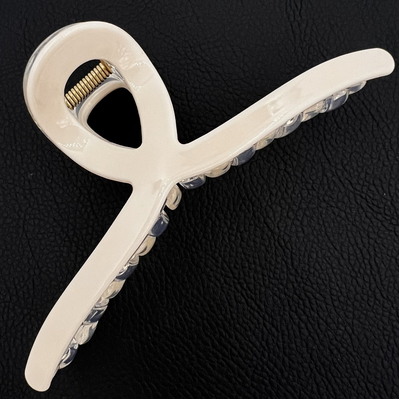 Краб для волос пластик пвх глянцевый молочного цвета классический размер 5х13 см