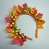 Осінній обруч з горобиною Горобина Осінній обідок з горобиною Осенний обруч с рябиной Вінок з листям осінь, фото 2