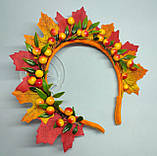 Осінній обруч з горобиною Горобина Осінній обідок з горобиною Осенний обруч с рябиной Вінок з листям осінь, фото 4