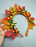 Осінній обруч з горобиною Горобина Осінній обідок з горобиною Осенний обруч с рябиной Вінок з листям осінь, фото 5