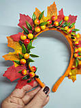 Осінній обруч з горобиною Горобина Осінній обідок з горобиною Осенний обруч с рябиной Вінок з листям осінь, фото 6
