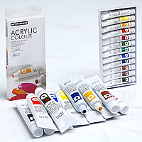 Акрилові фарби художні, набір 12 кольорів по 12 мл, тюбики в коробці