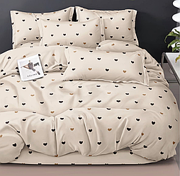 Полуторний комплект (Фланель) | Комплект постільної білизни "Hearts" | Простирадло 150х220 см