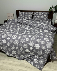 Полуторний комплект (Фланель) | Комплект постільної білизни "Snowy" | Простирадло 150х220 см