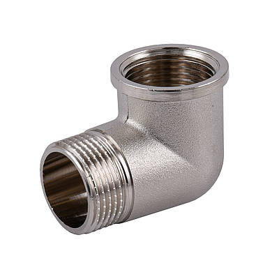Коліно 1" ВР х 1" ЗР, нікельоване, різьбовий фітинг латунний