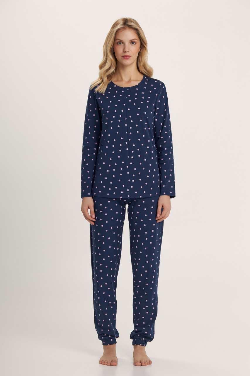 ЖІНОЧА ПІЖАМА трикотажна ELLEN зі штанами та лонгслівом ROSE RAINDROPS 0181/05/02, фото 1