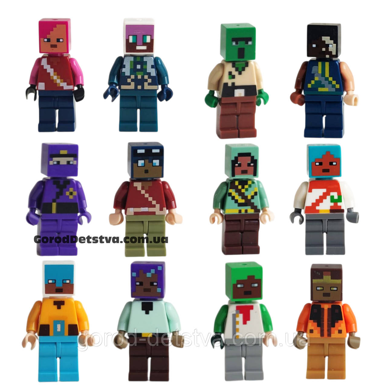 Набір фігурок Майнкрафт 12 героїв зі зброєю Minecraft чоловічки майнкрафт з аксесуарами, фото 1