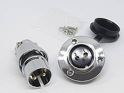 Роз'єм GX25F-2pin (DM25F-2AE) дзеркальний комплект (Штекер з фланцем + гніздо)