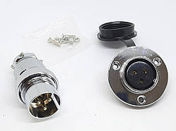 Роз'єм GX25F-3pin (DM25F-3AE) дзеркальний комплект (Штекер з фланцем + гніздо)