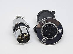 Роз'єм GX25F-4pin (DM25F-4AE) дзеркальний комплект (Штекер з фланцем + гніздо)