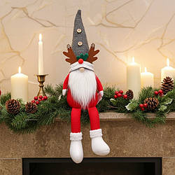 Гном новорічна іграшка м'яка сидить 50 см Олень