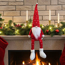 Гном новорічна іграшка м'яка сидить 50 см