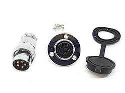 Роз'єм GX25F-5pin (DM25F-5AE) дзеркальний комплект (Штекер з фланцем + гніздо)