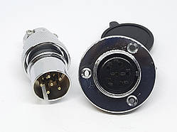 Роз'єм GX25F-6pin (DM25F-6AE) дзеркальний комплект (Штекер з фланцем + гніздо)