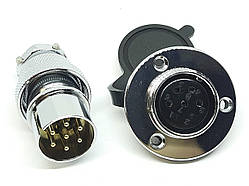 Роз'єм GX25F-7pin (DM25F-7AE) дзеркальний комплект (Штекер з фланцем + гніздо)