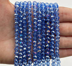 Намистини кришталеві Рондель 6х4 мм, блакитний прозорий з АВ (уп.90-95 шт)