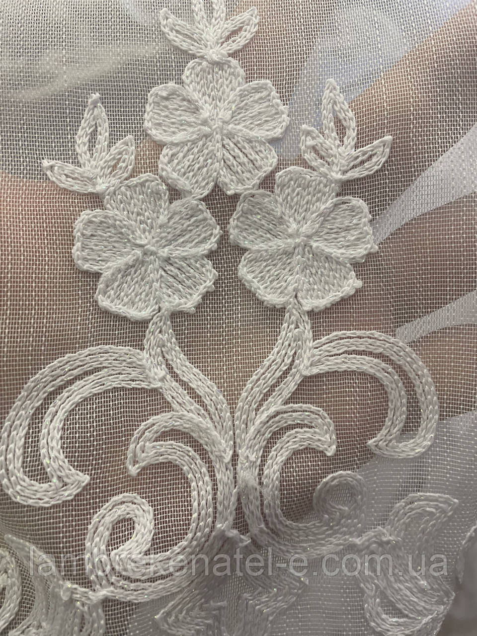 Тюль льон-бамбук із візерунком у зал, фото 1