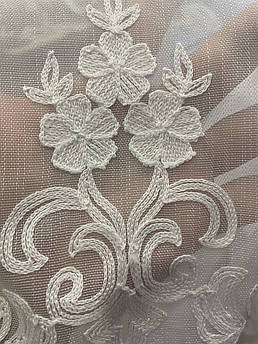 Тюль льон-бамбук із візерунком у зал