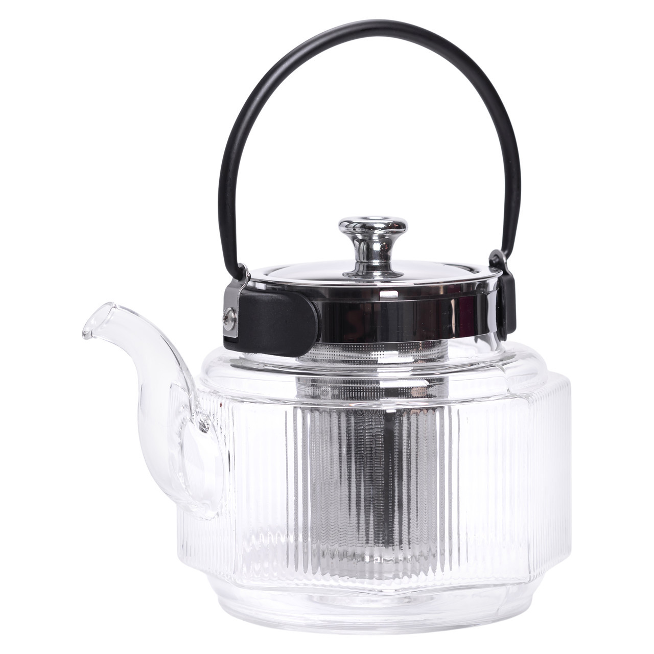 Заварник скляний чайник 1.1 л з ручкою і фільтром прозорий HP-33-4, фото 1