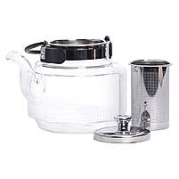 Заварник скляний чайник 1.1 л з ручкою і фільтром прозорий HP-33-4, фото 2